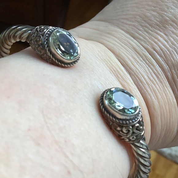 Stunning 925 Green Amethyst Hinged Bangle - Picture 6 of 8